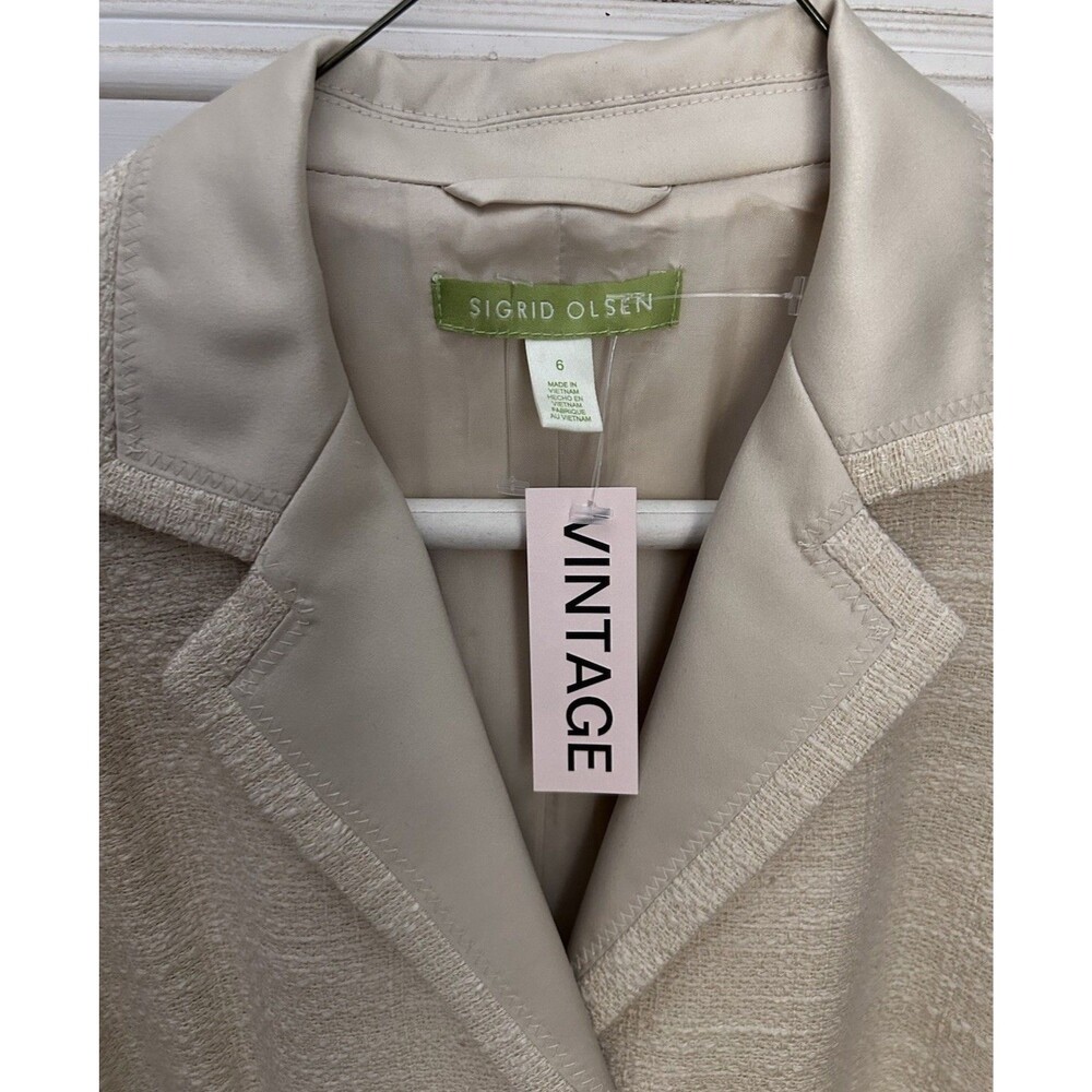 Vintage Sigrid Olsen Tan Linen Boyfriend Blazer Lined 6 Newbury St EUC